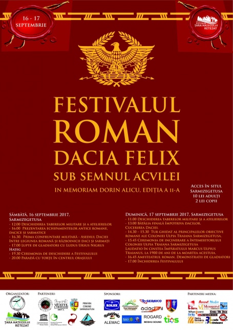 FESTIVALUL ROMAN DACIA FELIX - SUB SEMNUL ACVILEI, ediţia a II-a, 16-17 septembrie 2017