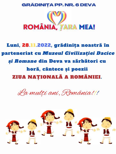 Parteneriat: „ROMÂNIA, ȚARA MEA” - sărbătorim cu horă, cântece și poezii